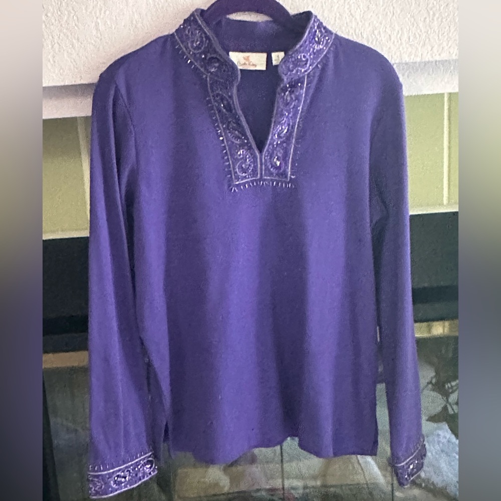 💜💟QUACKER FACTORY PURPLE EMBELLISHED TOP (SMALL)💜💟